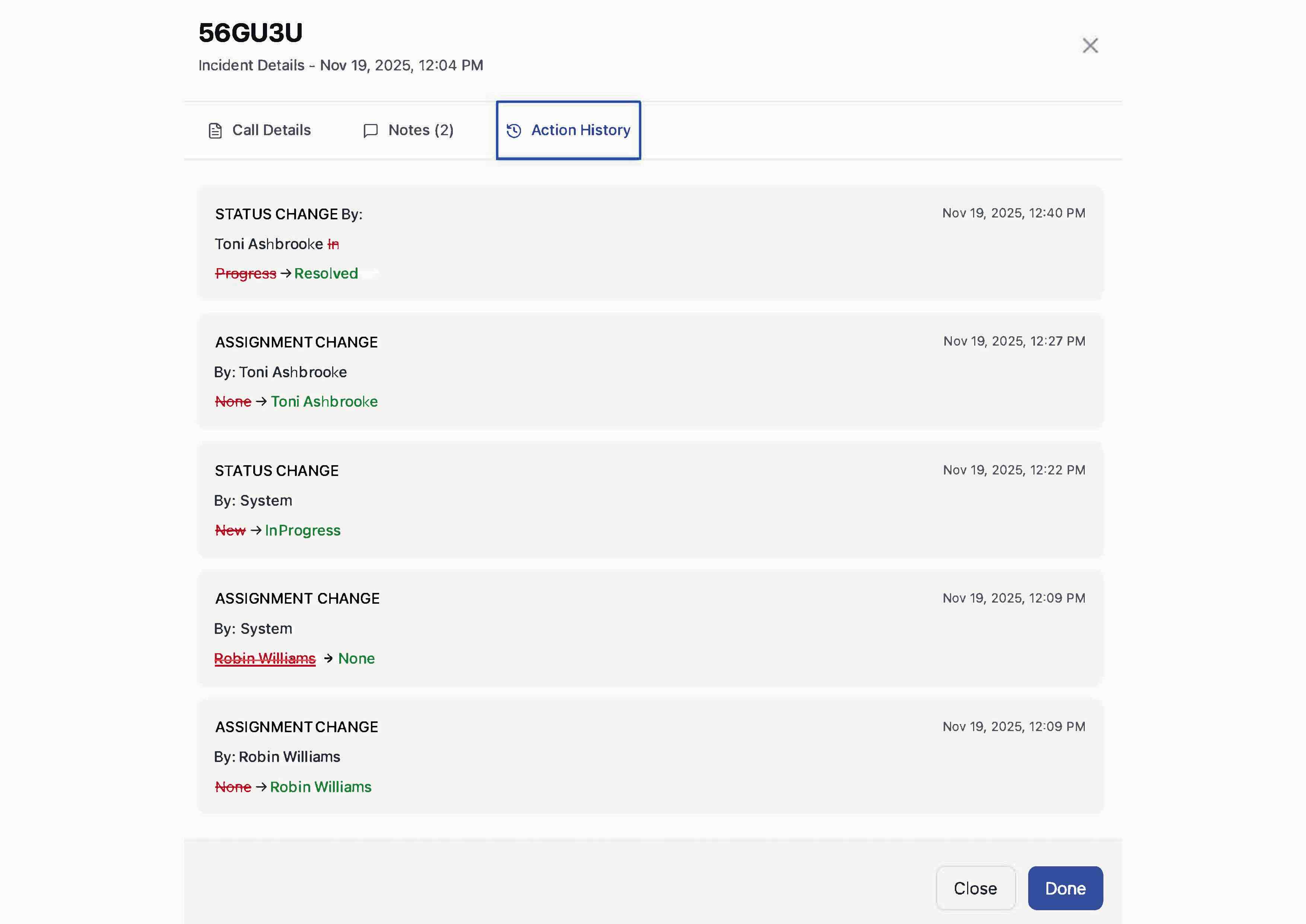 Robin AI complete history trail showing full audit trail for every interaction